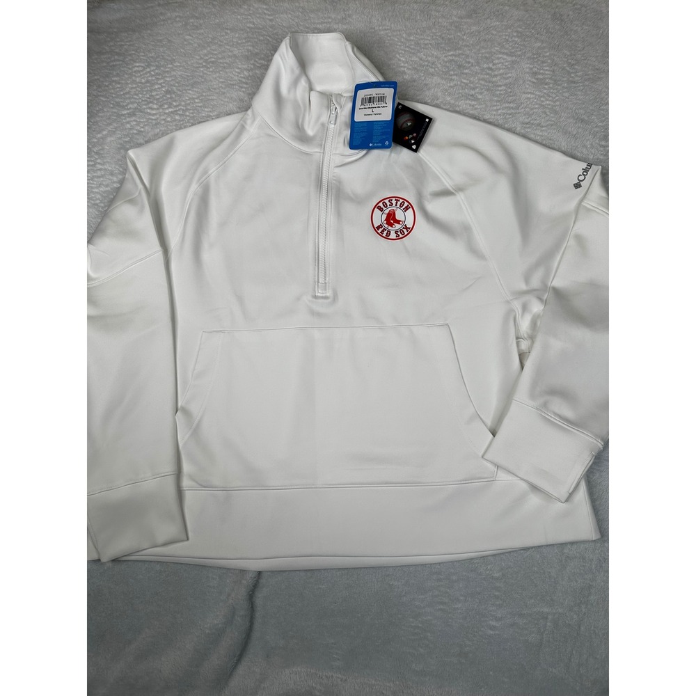 Columbia Golf Boston Red Sox Omni-Wick Wickhams Hills Pullover White Womens L
